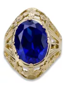 Sapphire 8 كارت من الذهب الأصفر خاتم حرف يدوية فينتاج vrc031x-sp Art Deco أسلوب مجوهرات فينتاج روسي سوفيتي من اتحاد الجمهوريات ا